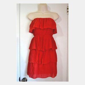 Strapless Red Ruffle Dress Size S